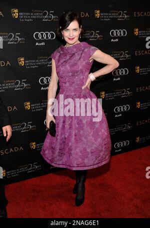 Actress Elizabeth McGovern arrives at the 18th Annual BAFTA Los Angeles Tea Party in Los Angeles on Saturday, Jan. 14, 2012. (AP Photo/Dan Steinberg)