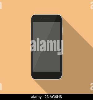 Black smartphone in a flat design with long shadow Stock Vector