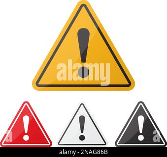 Hazard warning attention sign set. Danger sign. Exclamation point Stock Vector
