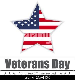 Star with USA flag inside for Veterans Day. Vector illustration Stock Vector
