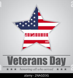 Star with USA flag inside for Veterans Day. Vector illustration Stock Vector