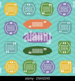 Modern block quote and pull quote design elements. Creative quote text template. Vector illustration EPS10 Stock Vector