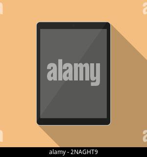 Black tablet in a flat design with long shadow Stock Vector