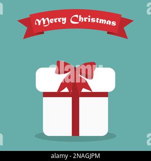 Cristmas gift with shadow and ribbon in a flat design Stock Vector