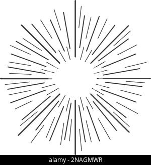 Linear drawing of rays of the sun in vintage style. Vector illustration Stock Vector