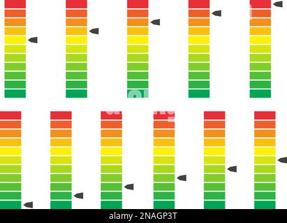 Color coded progress, level indicator with units. Vector illustartion Stock Vector