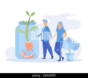 Family income. Characters planning and bookkeeping budget and household spending. People making savings in piggy bank. Flat vector modern illustration Stock Vector