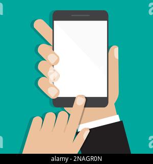 Hand hold smartphone, finger touch sign in button. Vector illustration eps10 Stock Vector