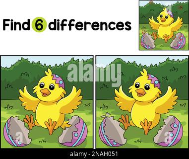 Chick Pop Out In Easter Egg Find The Differences Stock Vector