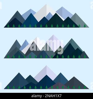 Mountains low poly style set. Polygonal mountain ridges. Vector illustration EPS10 Stock Vector