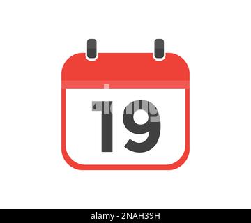 Simple calendar with date 19 day nineteen logo design. Calendar icon flat day 19. Reminder symbol. Event schedule date. Meeting appointment time. Stock Vector