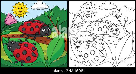 Spring Two Ladybugs Coloring Page for Kids Stock Vector Image & Art - Alamy