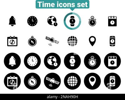 Simple vector icons. Flat illustration on a theme time planning Stock Vector