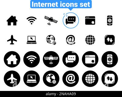 Simple vector icons. Flat illustration on a theme Internet Stock Vector