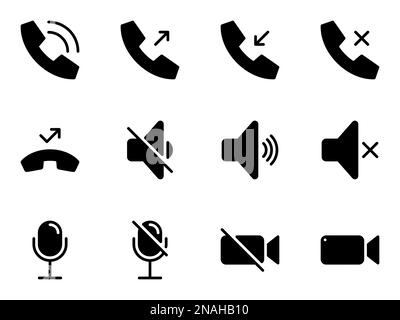 Simple vector icons. Flat illustration on a theme voice messages, mobile phone interface web icons Stock Vector