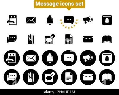 Simple vector icons. Flat illustration on a theme messages, notifications, chats, conversations Stock Vector