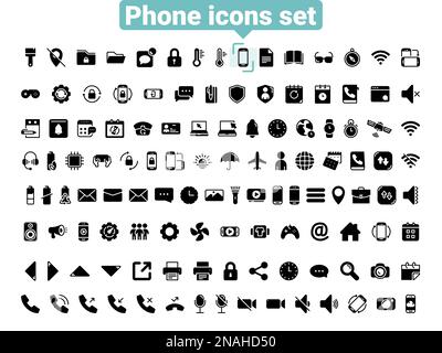 Simple vector icons. Flat illustration on a theme phone Stock Vector
