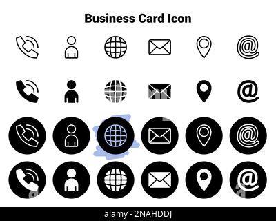 Simple vector icons. Flat illustration on a theme business card elements and symbols Stock Vector