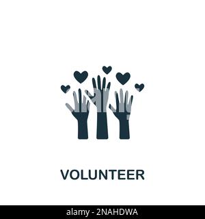 Volunteer icon. Monochrome simple sign from donation collection. Volunteer icon for logo, templates, web design and infographics. Stock Vector