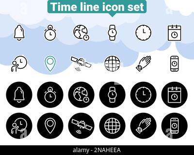 Simple vector icons. Flat illustration on a theme time planning Stock Vector