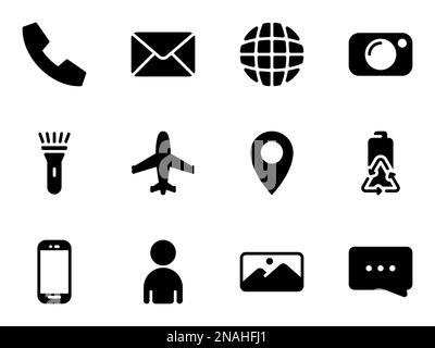 Simple vector icons. Flat illustration on a theme mobile phone functions, user settings and applications Stock Vector