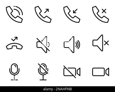 Simple vector icons. Flat illustration on a theme voice messages, mobile phone interface web icons Stock Vector