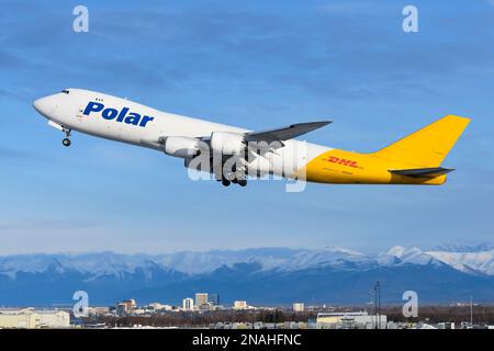 A Polar Air Cargo Boeing 747-800 freighter ready to be loaded at