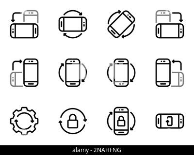 Simple vector icons. Flat illustration on a theme function of screen rotation in all directions Stock Vector
