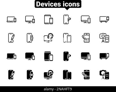 Simple vector icons. Flat illustration on a theme mobile, computer and wearable devices Stock Vector