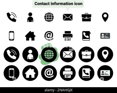 Simple vector icons. Flat illustration on a theme contact details, basic information Stock Vector