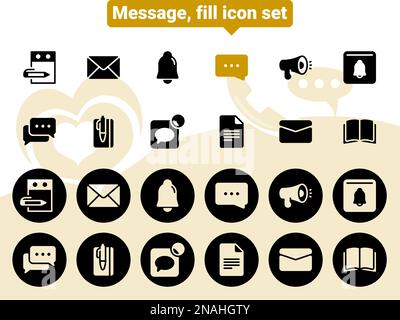 Simple vector icons. Flat illustration on a theme messages, notifications, chats, conversations Stock Vector
