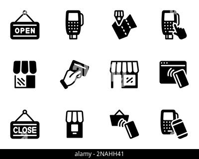 Simple vector icons. Flat illustration on a theme buying and selling by card Stock Vector