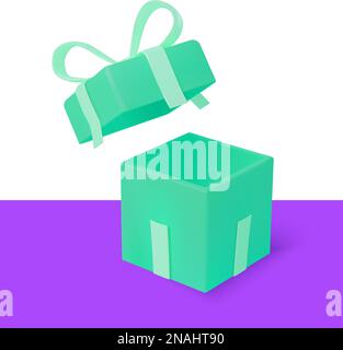 Mint color 3D realistic gift box vector Stock Vector