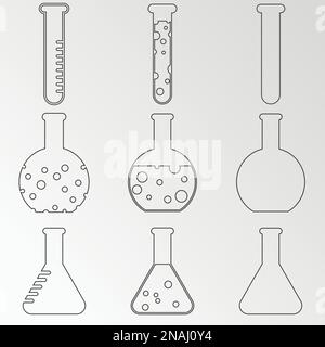 Set of objects on the theme of flask, chemistry Stock Vector