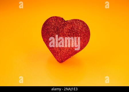heart shape on the yellow background Stock Photo