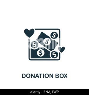 Donation box icon. Monochrome simple sign from charity and non-profit ...