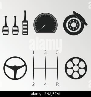 Set of objects on the theme of car, details Stock Vector