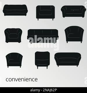 Set of objects on the theme of furniture, comfort Stock Vector