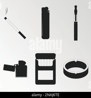 Set of objects on the theme of smoking Stock Vector