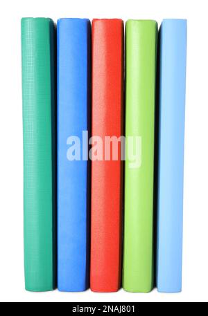 Many different stylish notebooks on white background Stock Photo