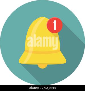 Notification icon. Golden bell with new message. Stock Vector