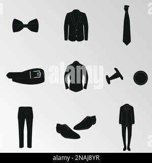 Set of objects on the theme of men's suit Stock Vector