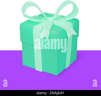 Mint color 3D realistic gift box vector Stock Vector