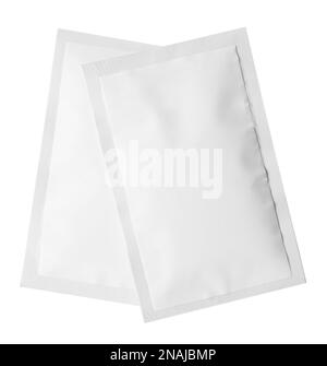 Two sachets isolated on white. Single use package Stock Photo