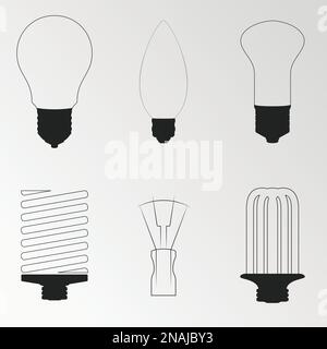 Set of objects on the theme of bulb Stock Vector
