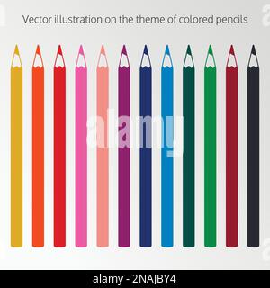 Set of objects on the theme of pencils Stock Vector