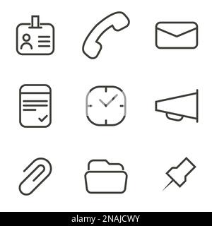 Set of objects on the theme of office icons Stock Vector