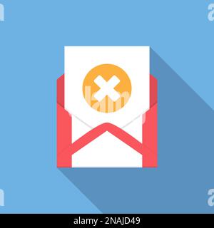 Envelope with document and round orange cross icon. Vector illusrtation. Stock Vector