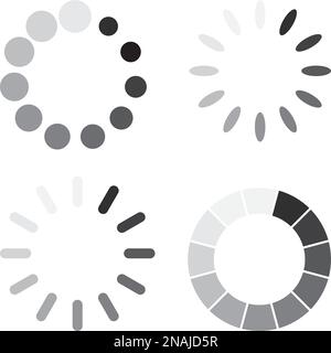 Set of loading icons in a flat design. Vector illustration. Stock Vector