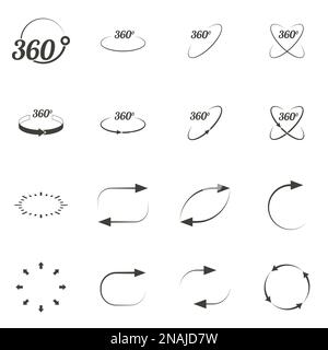 Set of objects on the theme of angle 360 degrees sign Stock Vector